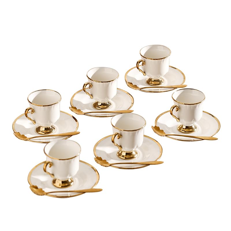 Amazon.com | YL Xunked Ceramic coffee cups and saucers, 6 cups 6